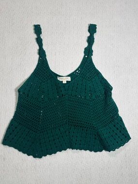 Rebellion Teal Crochet Camisole Tank Top